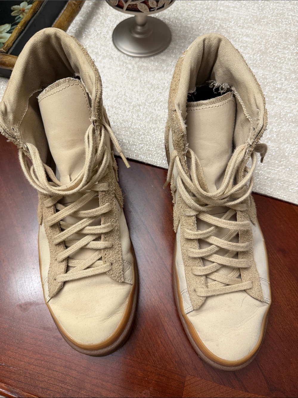 Converse High-Top Sneakers in Beige and Gum